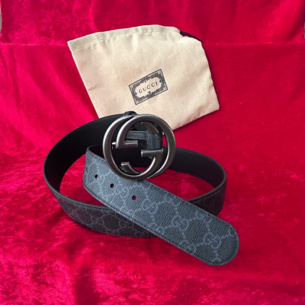 Gucci Black Monogram Men's Belt 95/38 - Picture 7 of 7